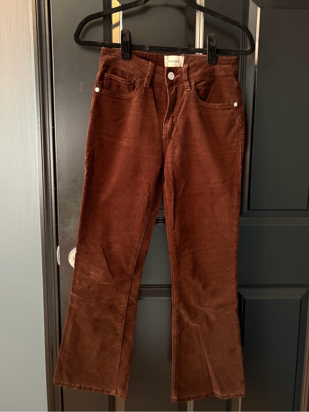 FRAME Le High Flare Cord Brown Corduroy Flare Pants Size 26